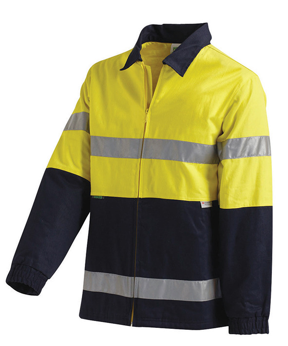 Hi Vis 2-Tone Medium Cotton Drill Jacket with 3M Reflective Tape Yellow ...