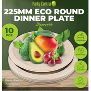 Eco-Friendly Wheat Straw Disposable Round Dinner Plates - 23cm Dia - 10pk