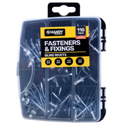 Fasteners & Fixings in Storage Case Blind Rivets Assorted Sizes 110pc