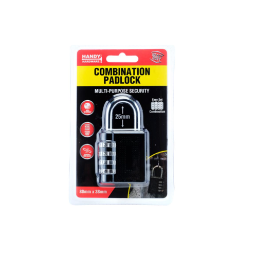 Padlock 4-Digit Combination 80mm x 38mm x 20mm Black 