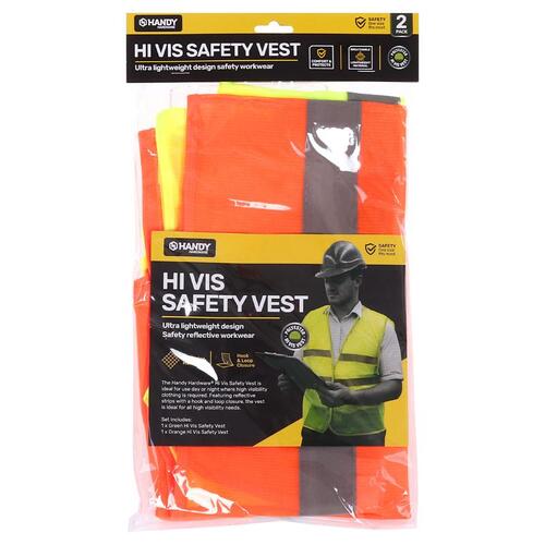 Safety Vest Green & Orange 2pk (One Size Fits Most M/L)