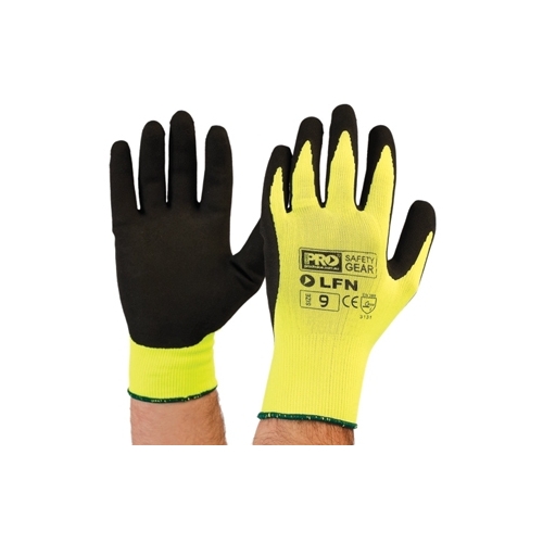 Pro Choice Hi-Vis Latex Foam Dip Glove Size 9