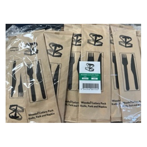 Wooden Cuttlery Kits (Fork/Knife/Napkin)